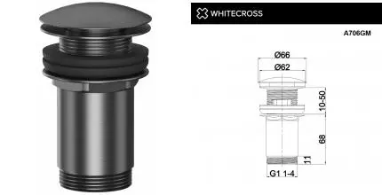 Донный клапан для раковины «Whitecross» A706GM с механизмом Клик-Клак оружейная сталь