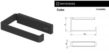 Держатель для туалетной бумаги «Whitecross» Cubo CU2460BL на стену чёрный матовый