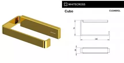Держатель для туалетной бумаги «Whitecross» Cubo CU2460GL на стену золото