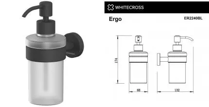 Дозатор для мыла «Whitecross» Ergo ER2240BL на стену чёрный матовый