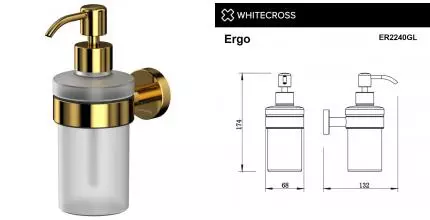 Дозатор для мыла «Whitecross» Ergo ER2240GL на стену золото Дозатор для мыла «Whitecross» Ergo ER2240GL на стену золото