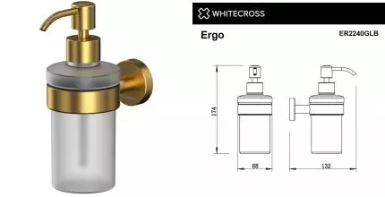 Дозатор для мыла «Whitecross» Ergo ER2240GLB на стену брашированное золото Дозатор для мыла «Whitecross» Ergo ER2240GLB на стену брашированное золото