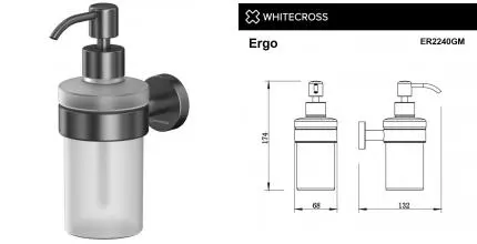 Дозатор для мыла «Whitecross» Ergo ER2240GM на стену оружейная сталь