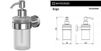 Дозатор для мыла «Whitecross» Ergo ER2240NIB на стену брашированный никель