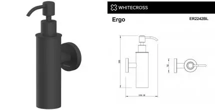 Дозатор для мыла «Whitecross» Ergo ER2242BL на стену чёрный матовый