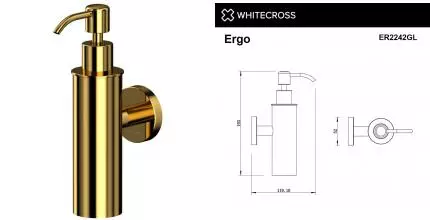 Дозатор для мыла «Whitecross» Ergo ER2242GL на стену золото Дозатор для мыла «Whitecross» Ergo ER2242GL на стену золото