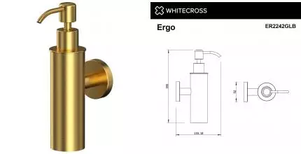 Дозатор для мыла «Whitecross» Ergo ER2242GLB на стену брашированное золото Дозатор для мыла «Whitecross» Ergo ER2242GLB на стену брашированное золото
