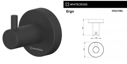 Крючок «Whitecross» Ergo ER2210BL на стену чёрный матовый