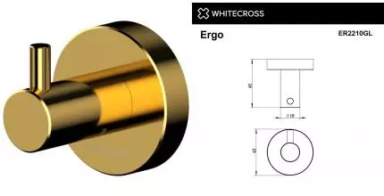 Крючок «Whitecross» Ergo ER2210GL на стену золото Крючок «Whitecross» Ergo ER2210GL на стену золото