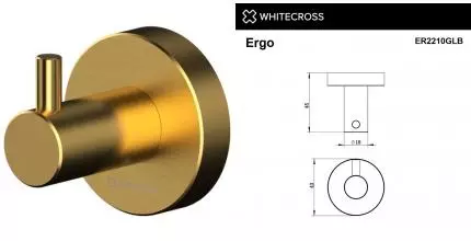 Крючок «Whitecross» Ergo ER2210GLB на стену брашированное золото Крючок «Whitecross» Ergo ER2210GLB на стену брашированное золото