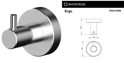 Крючок «Whitecross» Ergo ER2210NIB на стену брашированный никель