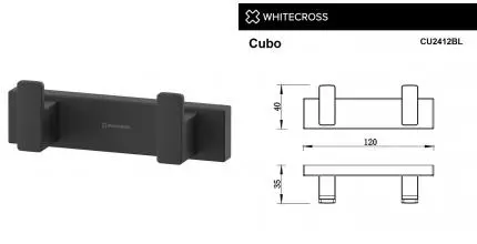 Двойной крючок «Whitecross» Cubo CU2412BL на стену чёрный матовый
