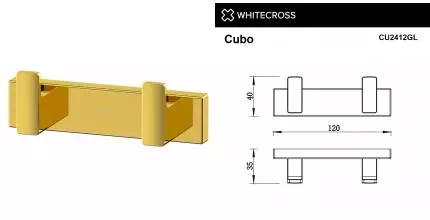 Двойной крючок «Whitecross» Cubo CU2412GL на стену золото Двойной крючок «Whitecross» Cubo CU2412GL на стену золото