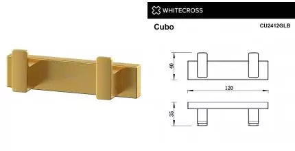 Двойной крючок «Whitecross» Cubo CU2412GLB на стену брашированное золото Двойной крючок «Whitecross» Cubo CU2412GLB на стену брашированное золото