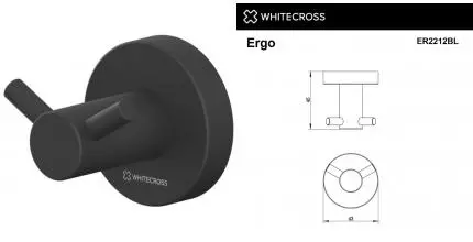 Двойной крючок «Whitecross» Ergo ER2212BL на стену чёрный матовый