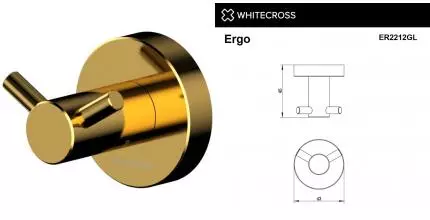 Двойной крючок «Whitecross» Ergo ER2212GL на стену золото Двойной крючок «Whitecross» Ergo ER2212GL на стену золото
