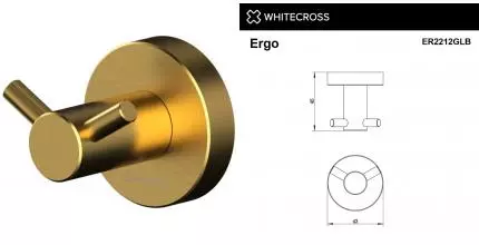 Двойной крючок «Whitecross» Ergo ER2212GLB на стену брашированное золото Двойной крючок «Whitecross» Ergo ER2212GLB на стену брашированное золото