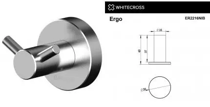 Двойной крючок «Whitecross» Ergo ER2212NIB на стену брашированный никель