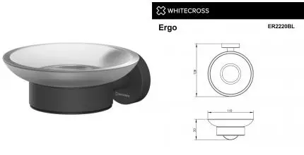 Мыльница «Whitecross» Ergo ER2220BL на стену чёрная матовая