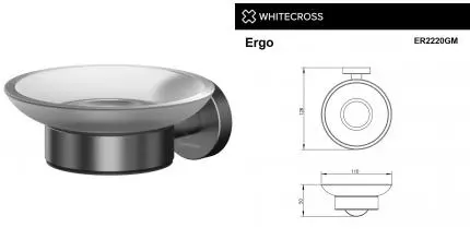 Мыльница «Whitecross» Ergo ER2220GM на стену оружейная сталь