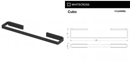 Полотенцедержатель «Whitecross» Cubo CU2450BL на стену чёрный матовый