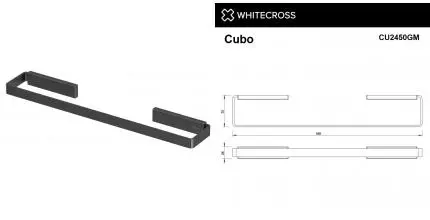 Полотенцедержатель «Whitecross» Cubo CU2450GM на стену оружейная сталь