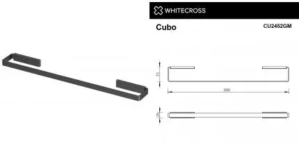 Полотенцедержатель «Whitecross» Cubo CU2452GM на стену оружейная сталь