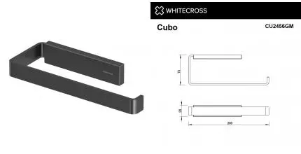 Полотенцедержатель «Whitecross» Cubo CU2456GM на стену оружейная сталь
