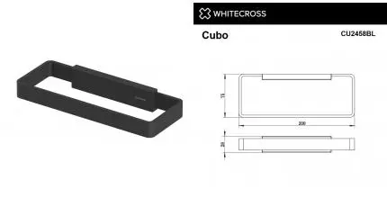 Полотенцедержатель «Whitecross» Cubo CU2458BL на стену чёрный матовый