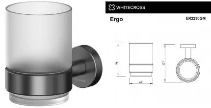 Стакан для зубных щёток «Whitecross» Ergo ER2230GM на стену оружейная сталь