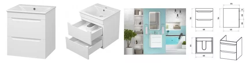 Тумба с раковиной «Misty» Бриз 50 (Breeze 50) подвесная белая