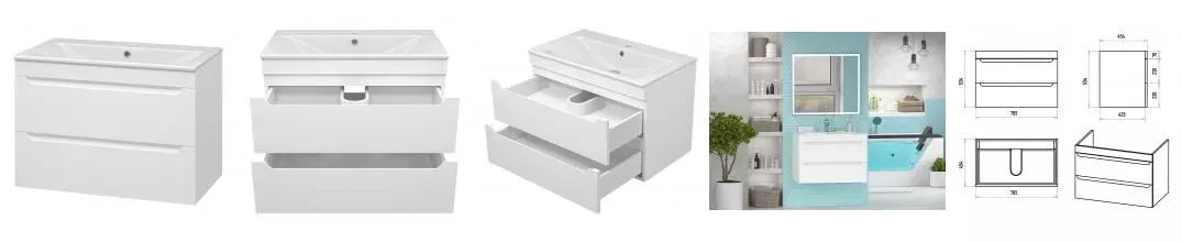 Тумба с раковиной «Misty» Бриз 80 (Breeze 80) подвесная белая