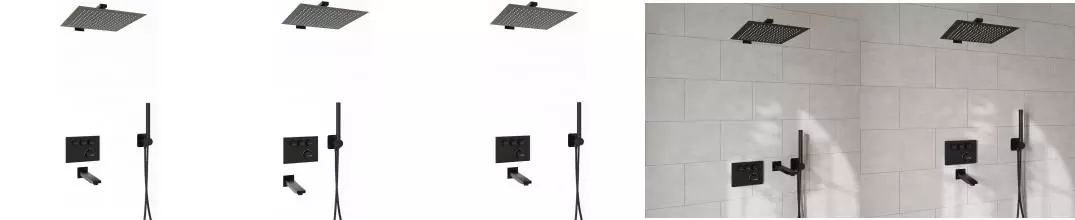 Душевая система «WasserKRAFT» Elde A7458.219.258.302.240.218.220 Thermo с термостатом чёрная матовая