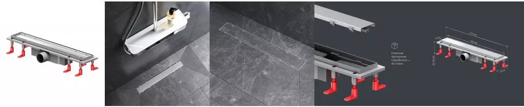 Душевой лоток «Am.Pm» PrimeFlow 500 W02SC-U11-050-04SB универсальный затвор Tile боковой выпуск матовая сталь/под плитку 