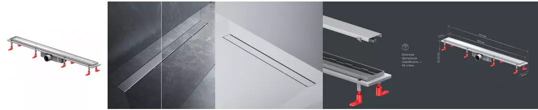 Душевой лоток «Am.Pm» PrimeFlow 900 W02SC-U11-090-04SB универсальный затвор Tile боковой выпуск матовая сталь/под плитку 