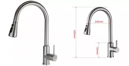 Смеситель для кухонной мойки «ESKO» TSS 519 с выдвижным изливом матовый хром Смеситель для кухонной мойки «ESKO» TSS 519 с выдвижным изливом матовый хром