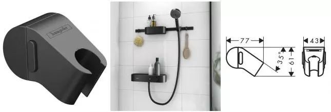 Держатель для душа «Hansgrohe» WallStoris 27917670 чёрный матовый Держатель для душа «Hansgrohe» WallStoris 27917670 чёрный матовый