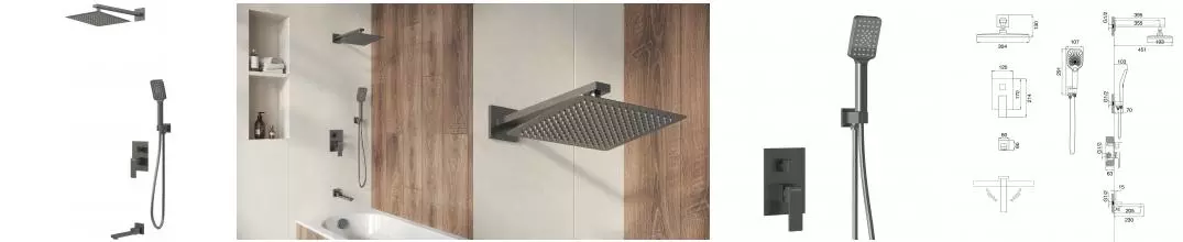 Душевая система «Grossman» Style 501.K35.05.420 графит сатиновый Душевая система «Grossman» Style 501.K35.05.420 графит сатиновый