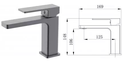 Смеситель для раковины «Grossman» Style 510.K35.05.420 графит сатиновый