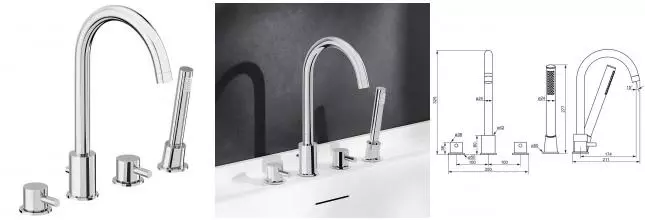 Смеситель на борт ванны «Damixa» Scandinavian Pure 360400000 хром