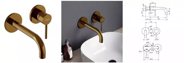 Смеситель для раковины «Damixa» Scandinavian Pure 360260600 золото