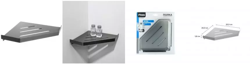 Угловая полка в ванну «Fixsen» Hi-Tech FX-841F на стену графит Угловая полка в ванну «Fixsen» Hi-Tech FX-841F на стену графит