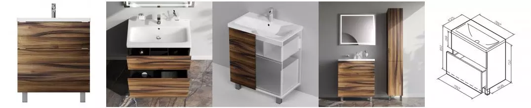 Тумба с раковиной «Am.Pm» Gem 75 (Gem 75) орех