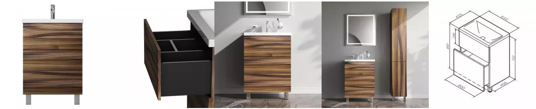 Тумба с раковиной «Am.Pm» Gem 60 (Gem 60) орех