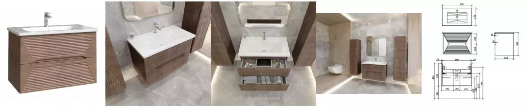 Тумба с раковиной «Caprigo» Модо Терца 80 (Euphoria 80) подвесная скайрос