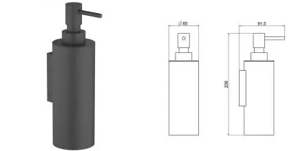 Дозатор для мыла «Schein» Accessories 9336MB на стену чёрный матовый Дозатор для мыла «Schein» Accessories 9336MB на стену чёрный матовый