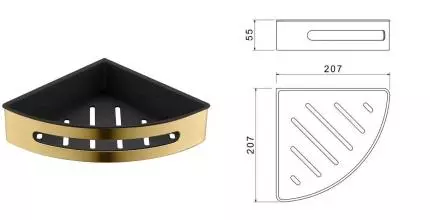 Угловая полка в ванну «Schein» Accessories 9326BG на стену матовое золото Угловая полка в ванну «Schein» Accessories 9326BG на стену матовое золото