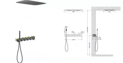Душевая система «Timo» Saona SX-2319/18SM с термостатом чёрное золото Душевая система «Timo» Saona SX-2319/18SM с термостатом чёрное золото