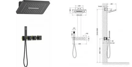 Душевая система «Timo» Petruma SX-5249/03SM с термостатом чёрная матовая Душевая система «Timo» Petruma SX-5249/03SM с термостатом чёрная матовая