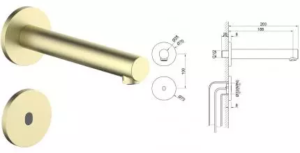 Смеситель для раковины «Timo» Saona 2373/17SM сенсорный матовое золото Смеситель для раковины «Timo» Saona 2373/17SM сенсорный матовое золото